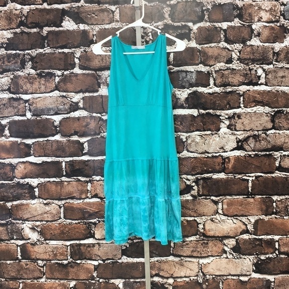 PrAna Dress Midi Tie Dye Blue Full Blue Small Sleeveless Tiered - Picture 11 of 11
